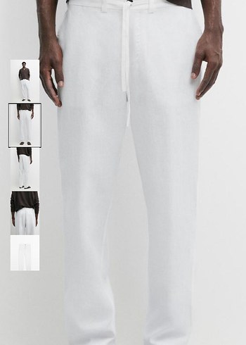 Massimo Dutti Minimal Beyaz Duz Kesim Pantolon