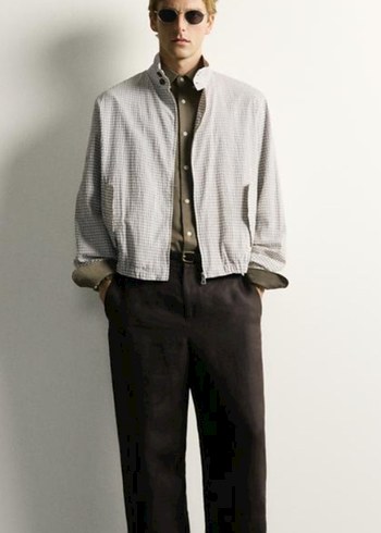 Zara Minimalist Gri Beyaz Gomlek Ceket