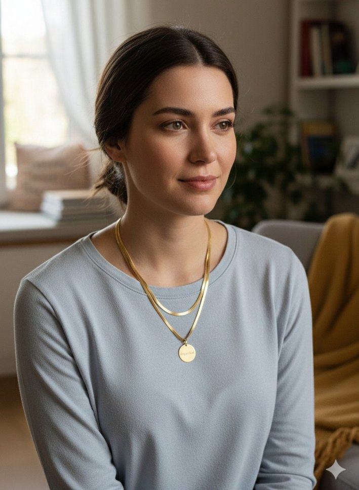 Kişiye Özel Çelik Kolye Lazer İsim & Harf Yazılı Yuvarlak Kolye - Görsel 2