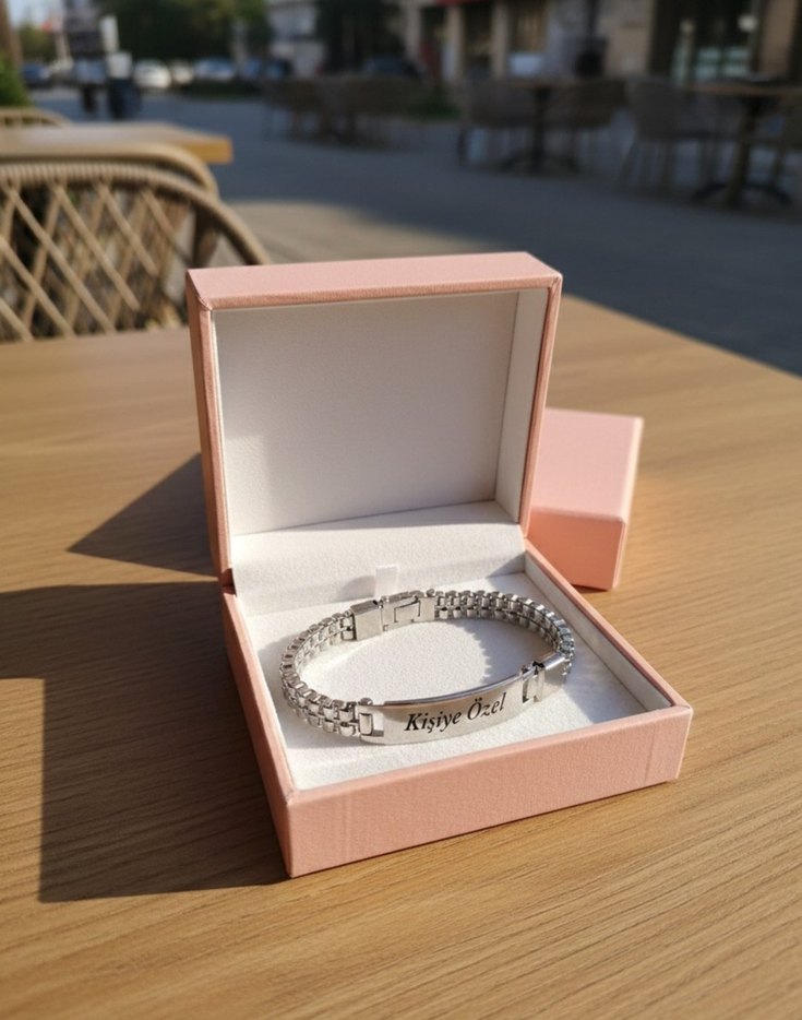 Kişiye Özel İsimli Çelik Bileklik Roleks Tasarım Erkek Hediyelik - Görsel 4