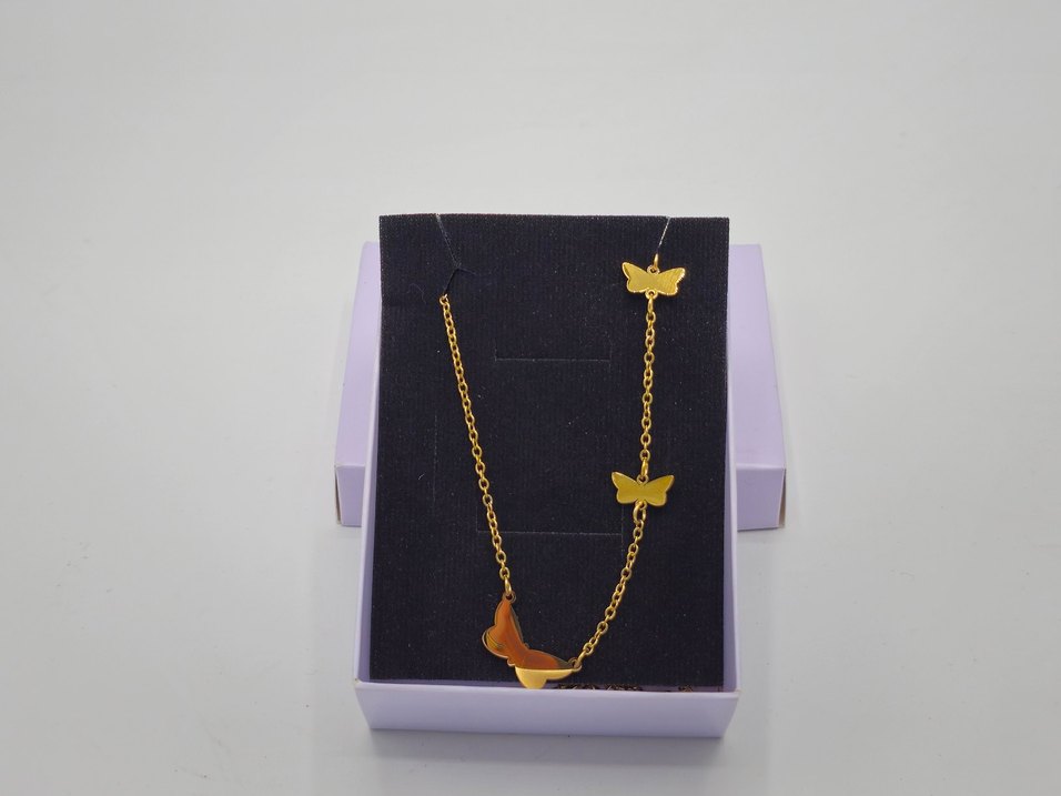 Kişiye Özel Baş Harfli Kelebek Çelik Kolye Paslanmaz Özel Kutulu - Görsel 5