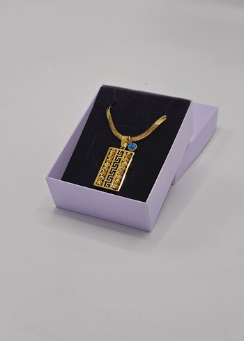 Gold Renk Desenli Paslanmaz Çelik Kolye Özel Kutulu Kadın Kolye - Görsel 7