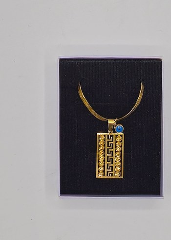 Gold Renk Desenli Paslanmaz Çelik Kolye Özel Kutulu Kadın Kolye - Görsel 8