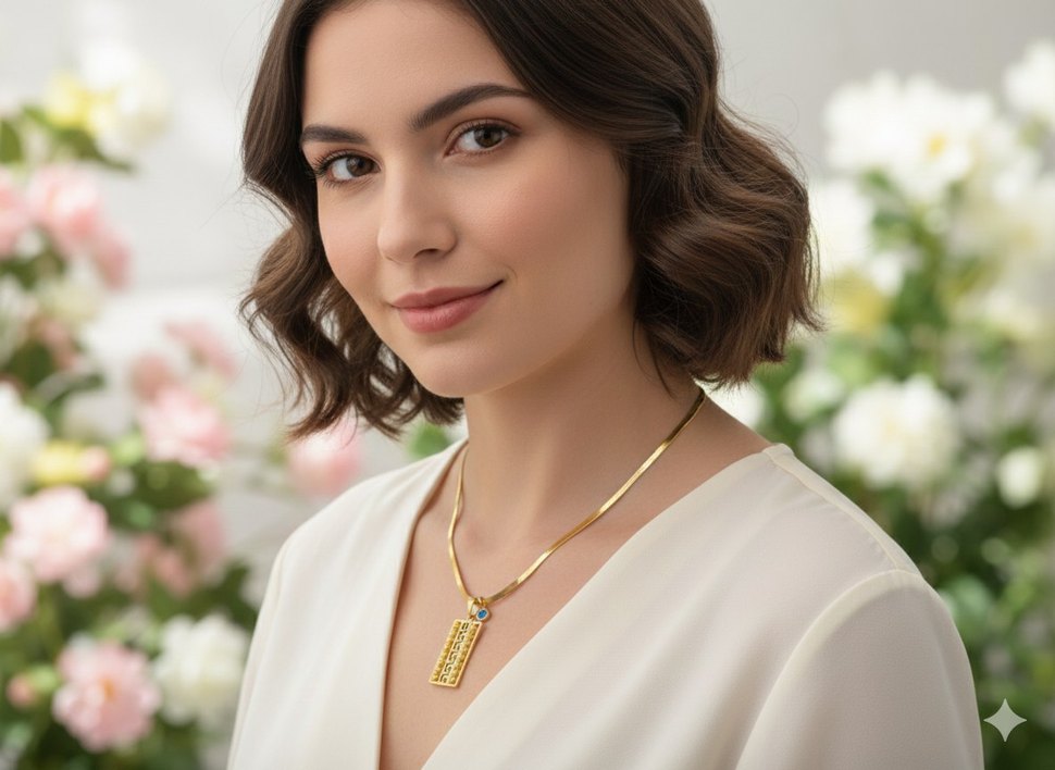 Gold Renk Desenli Paslanmaz Çelik Kolye Özel Kutulu Kadın Kolye - Görsel 4