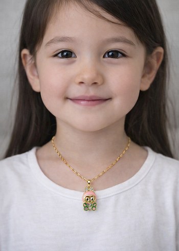 Labubu Model Kız Çocuk Kolyesi Paslanmaz Çelik - Görsel 2