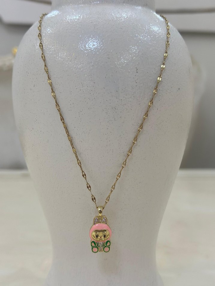 Labubu Model Kız Çocuk Kolyesi Paslanmaz Çelik - Görsel 5