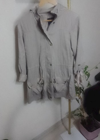 Batik Bej Keten Kadin Ceket