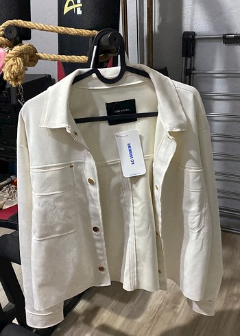 Düğmeli Beyaz Midi Pamuk Ceket - Görsel 5