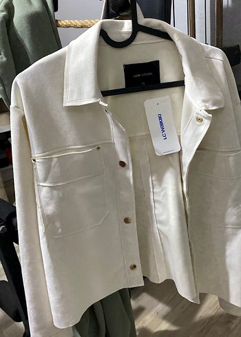 Düğmeli Beyaz Midi Pamuk Ceket - Görsel 2