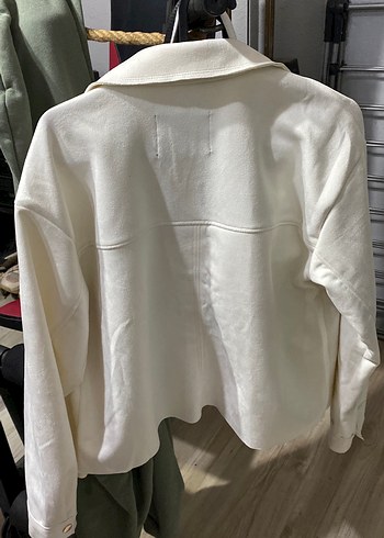 Düğmeli Beyaz Midi Pamuk Ceket - Görsel 4