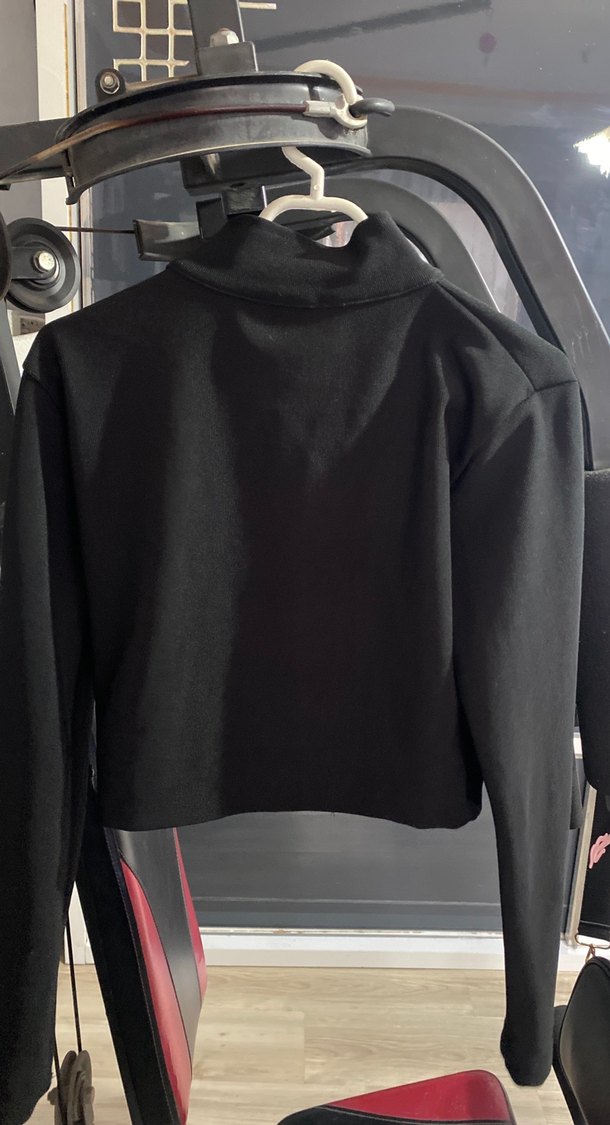 Siyah Fermuarlı Yüksek Yakalı Kadın Ceket - Görsel 3