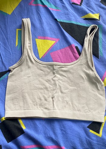 Beyaz Spor Kadın Crop Top - Görsel 3