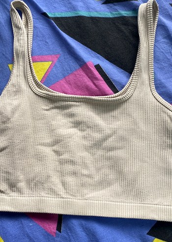 Beyaz Spor Kadın Crop Top - Görsel 2