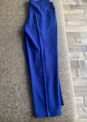 Kadın Mavi Pilili Kumaş Pantolon - Görsel 2