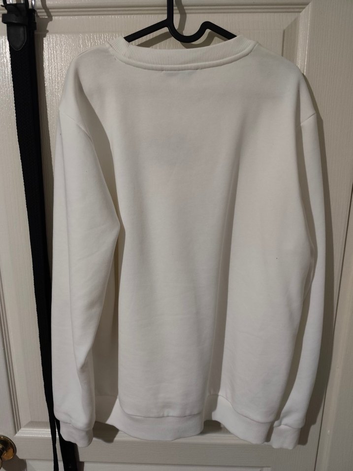 Beyaz Pamuklu Uzun Kollu Sweatshirt - Görsel 2