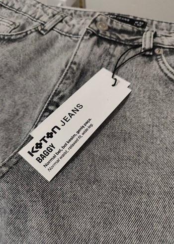 Etiketli Gri Baggy Jean Pantolon - Görsel 3