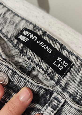 Etiketli Gri Baggy Jean Pantolon - Görsel 4