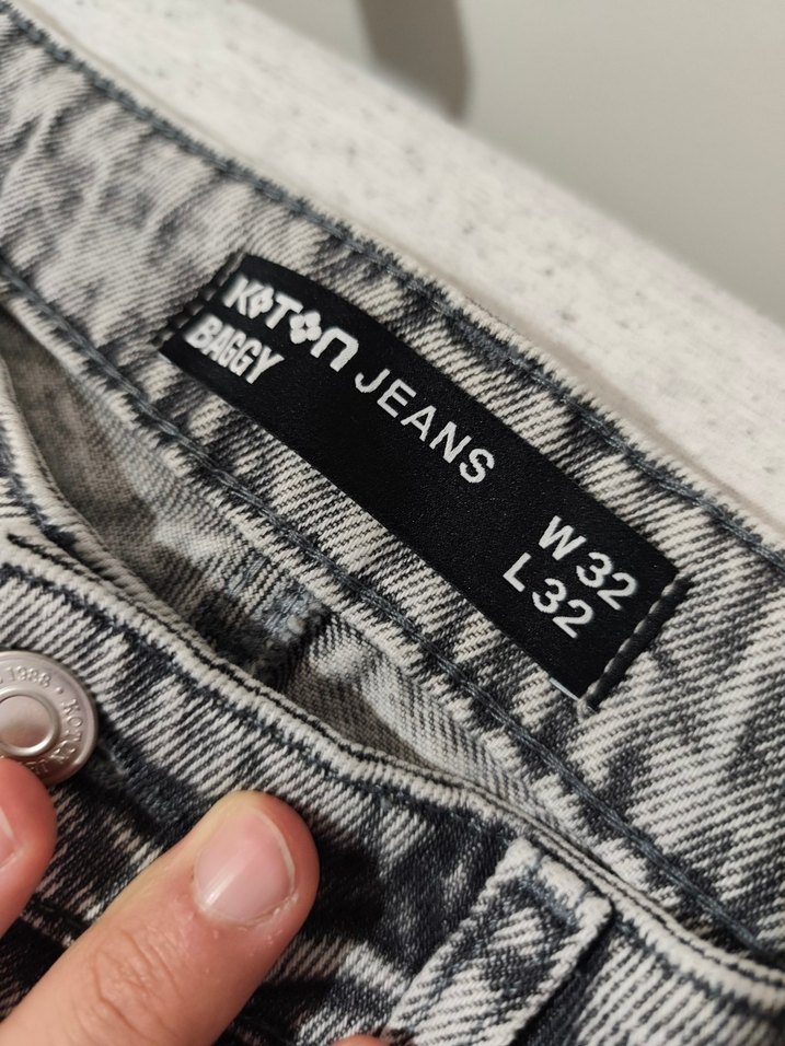 Etiketli Gri Baggy Jean Pantolon - Görsel 4