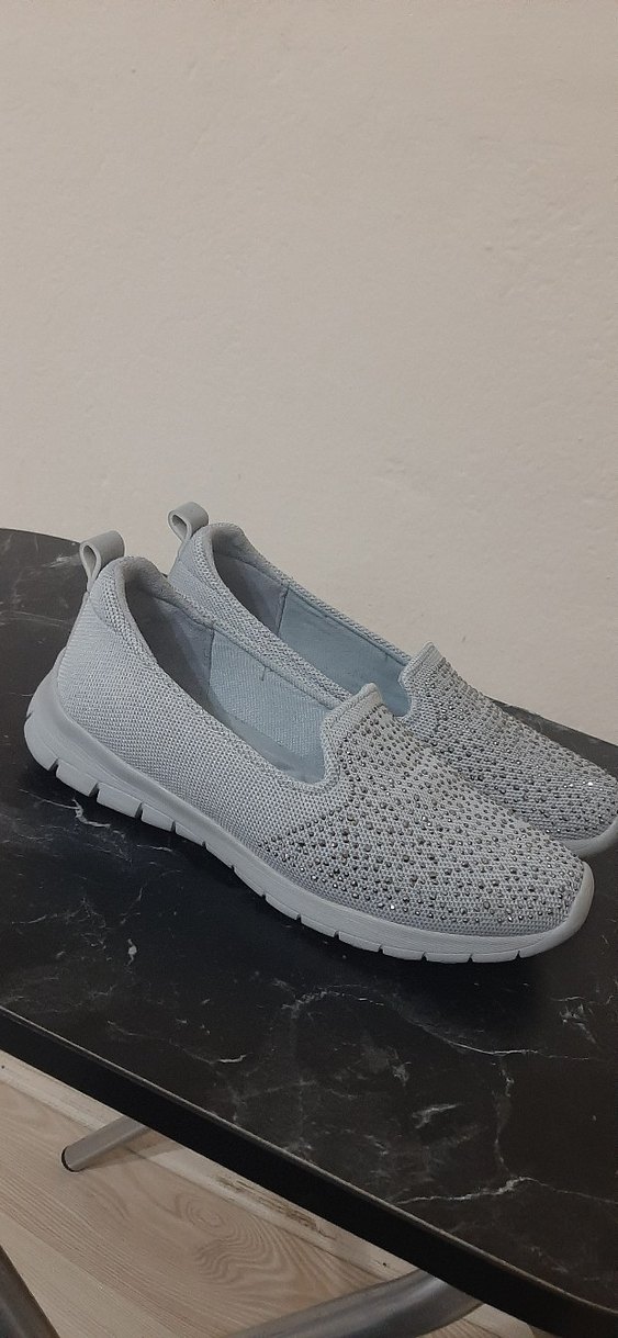 Gri Örgü Kadın Spor Ayakkabı - Görsel 2