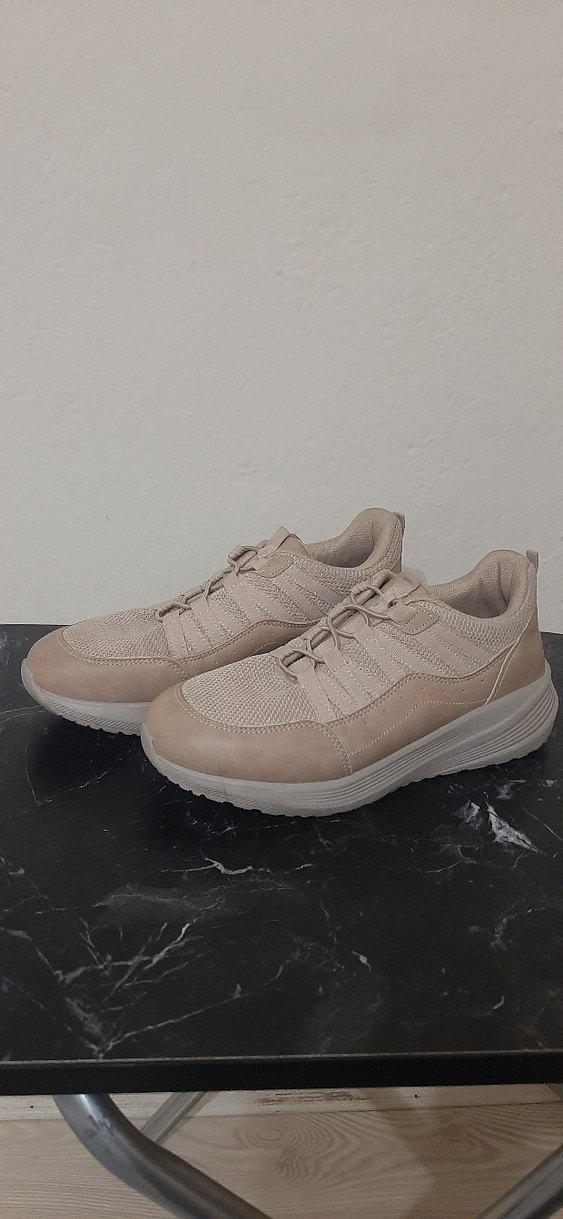 Bej Bağcıklı Kadın Spor Ayakkabı - Görsel 2