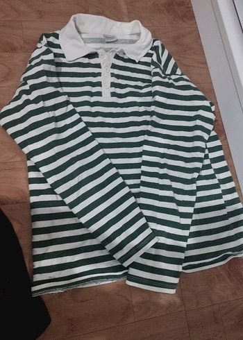 Uzun Kollu Çizgili Polo Tişört - Görsel 4