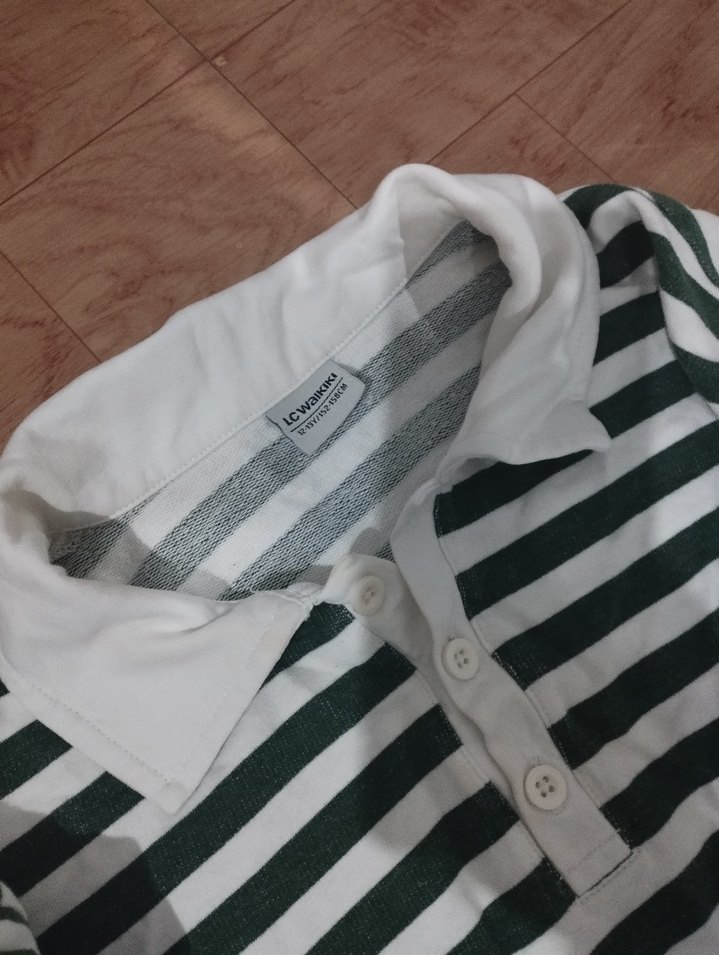 Uzun Kollu Çizgili Polo Tişört - Görsel 5