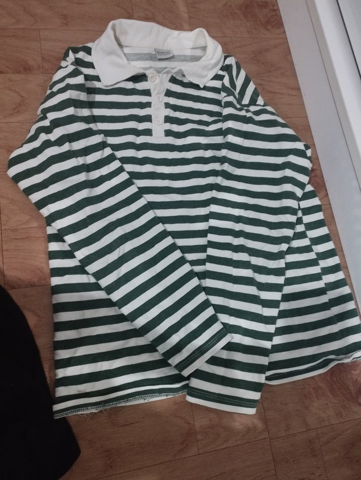 Uzun Kollu Çizgili Polo Tişört - Görsel 4