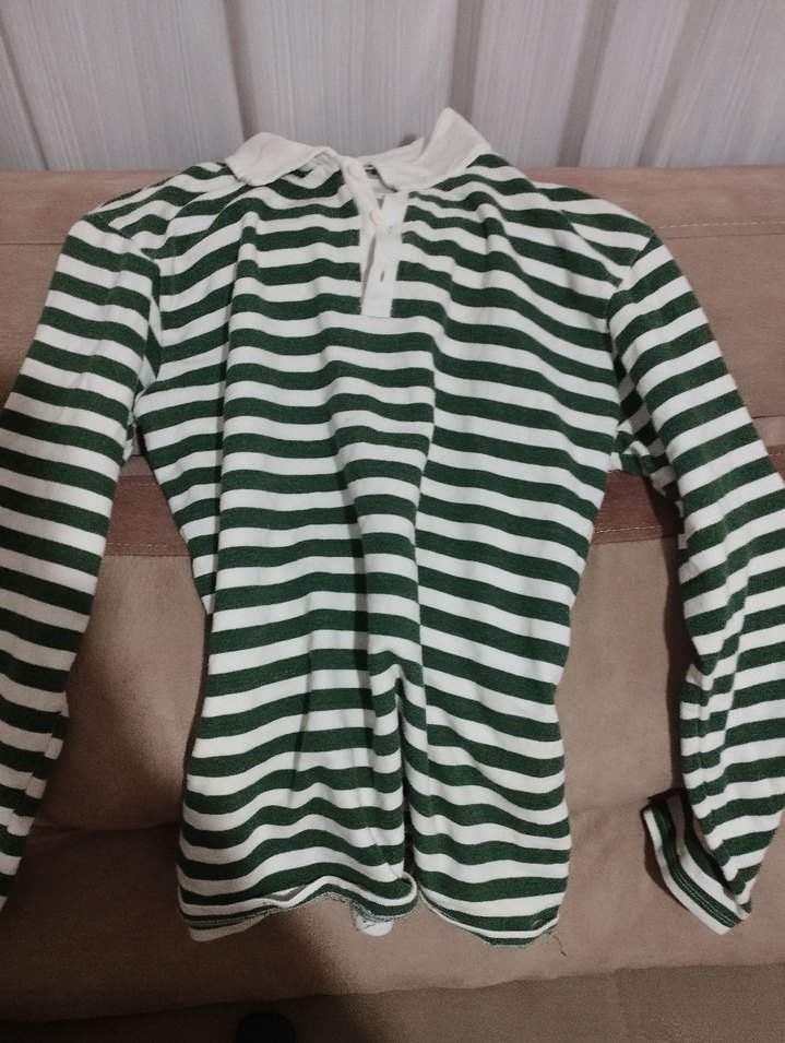 Uzun Kollu Çizgili Polo Tişört - Görsel 2