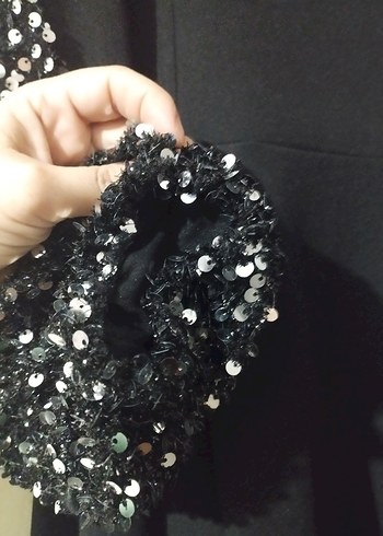 Drapeli Siyah Uzun Kollu Kadın Elbise - Görsel 2