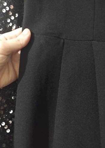 Drapeli Siyah Uzun Kollu Kadın Elbise - Görsel 3