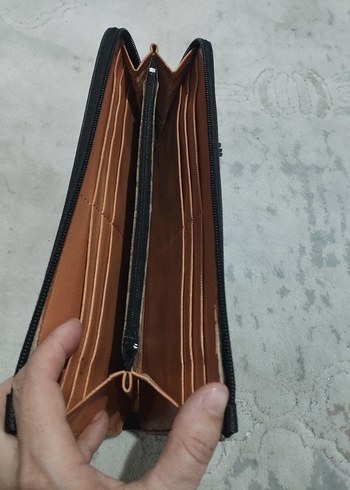 Siyah Deri Kadın Cüzdanı Yılan Desenli - Görsel 4