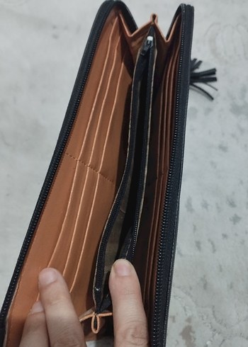 Siyah Deri Kadın Cüzdanı Yılan Desenli - Görsel 5