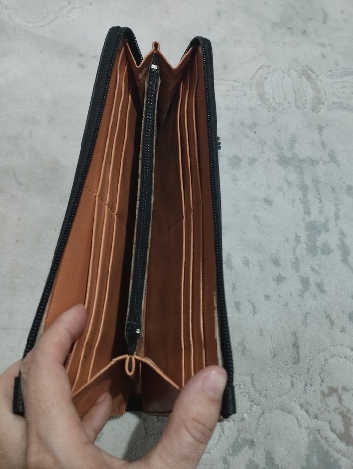 Siyah Deri Kadın Cüzdanı Yılan Desenli - Görsel 4