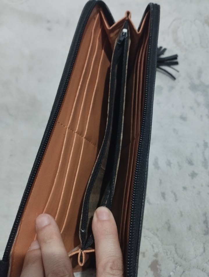 Siyah Deri Kadın Cüzdanı Yılan Desenli - Görsel 5