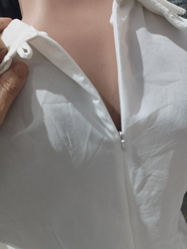 Düğmeli Beyaz Kadın Gömlek - Görsel 5