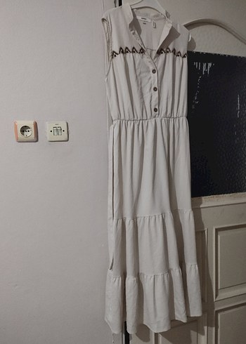 Düğmeli Bohem Hamile Bluzu V Yaka Keten - Görsel 2