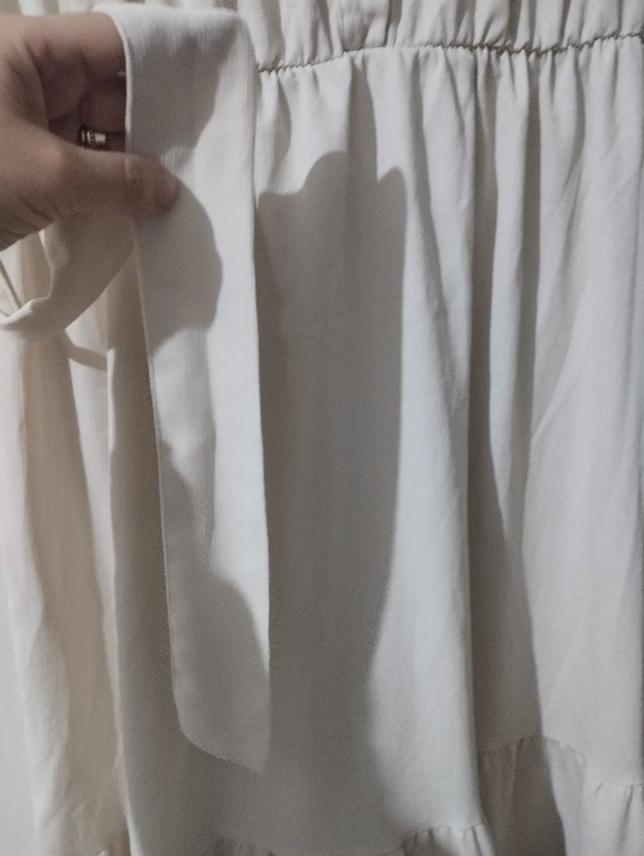 Düğmeli Bohem Hamile Bluzu V Yaka Keten - Görsel 5