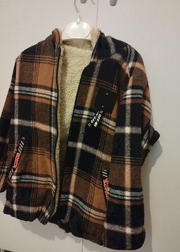 çocuk 6 yaş uygun 
Düğmeli Kahverengi Ekose Erkek Polar - Görsel 2