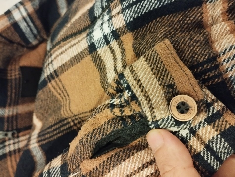 çocuk 6 yaş uygun 
Düğmeli Kahverengi Ekose Erkek Polar - Görsel 4