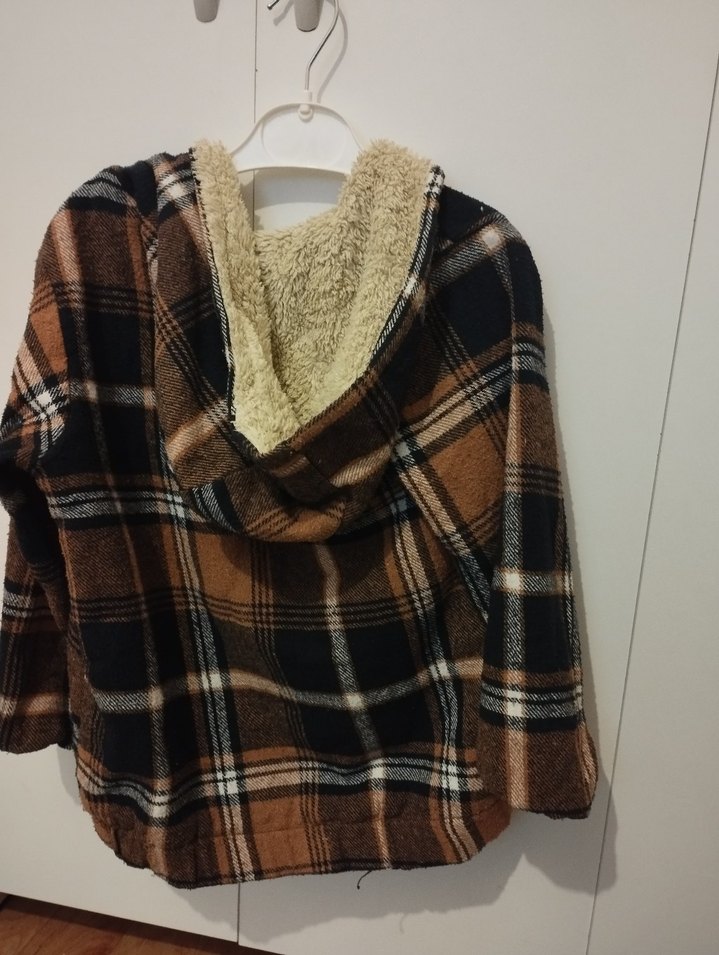 çocuk 6 yaş uygun 
Düğmeli Kahverengi Ekose Erkek Polar - Görsel 3