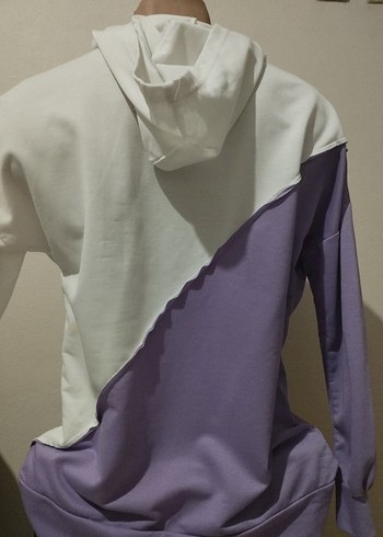 Kadın Mor Gri Kapüşonlu Yazılı Sweatshirt - Görsel 2