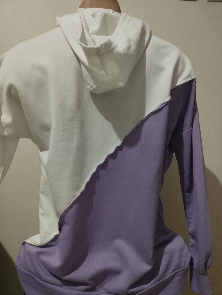 Kadın Mor Gri Kapüşonlu Yazılı Sweatshirt - Görsel 2