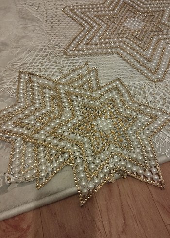 Boncuklu Yıldız Desenli Bohem Masa Örtüsü - Görsel 3