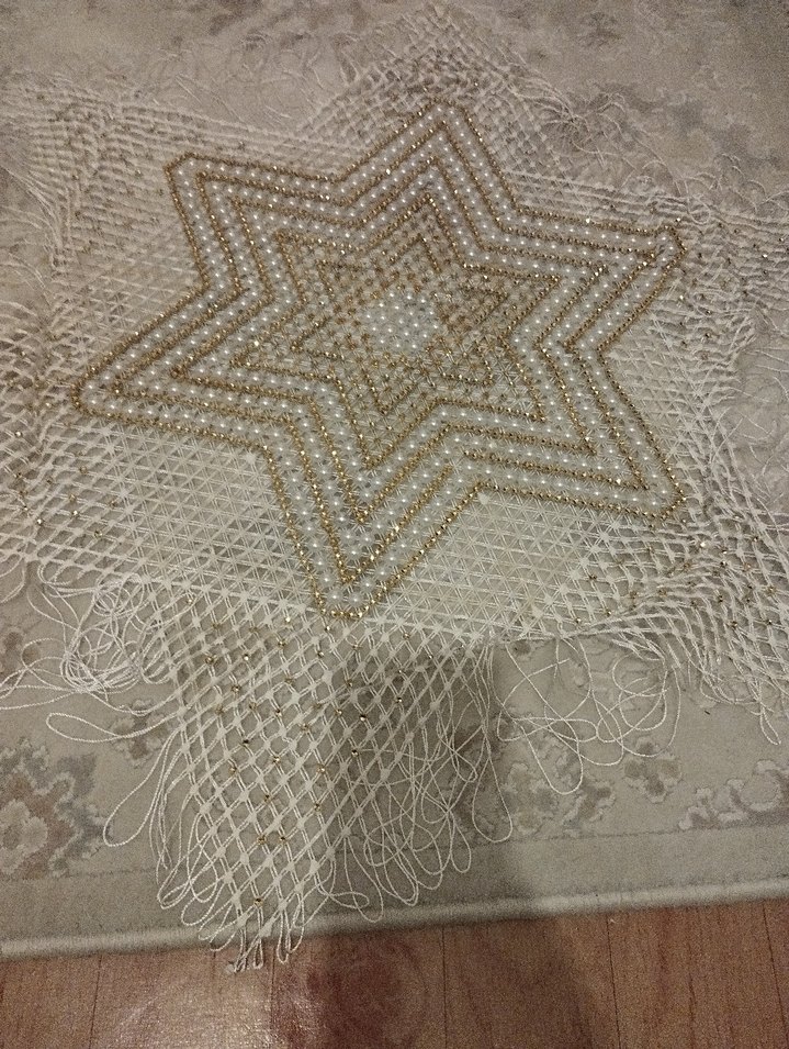 Boncuklu Yıldız Desenli Bohem Masa Örtüsü - Görsel 4