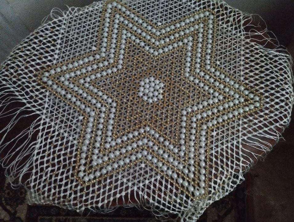 Boncuklu Yıldız Desenli Bohem Masa Örtüsü - Görsel 2