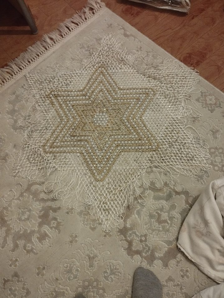 Boncuklu Yıldız Desenli Bohem Masa Örtüsü - Görsel 5