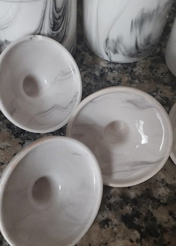 Mermer Desenli Beyaz ve Gri Mutfak Kavanoz Seti - Görsel 7