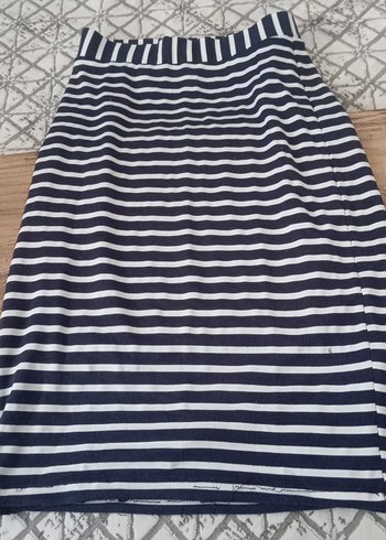 Çizgili, Pilili Lacivert Hamile Eteği - Görsel 2