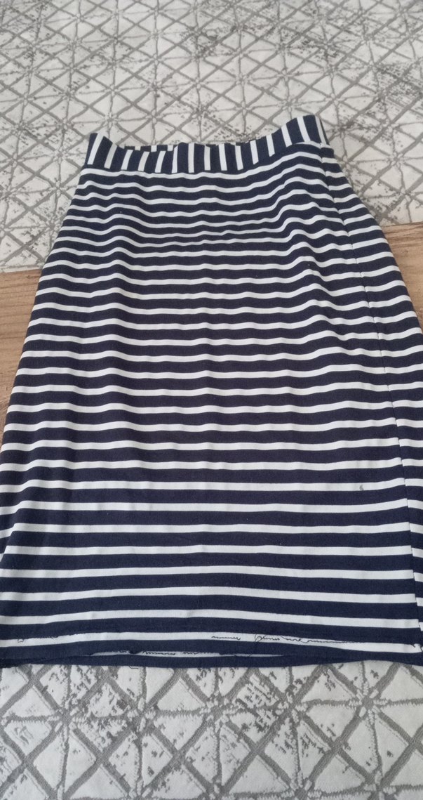 Çizgili, Pilili Lacivert Hamile Eteği - Görsel 2