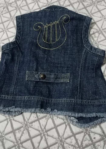 Kızlar için Nakışlı Denim Yelek - Görsel 3